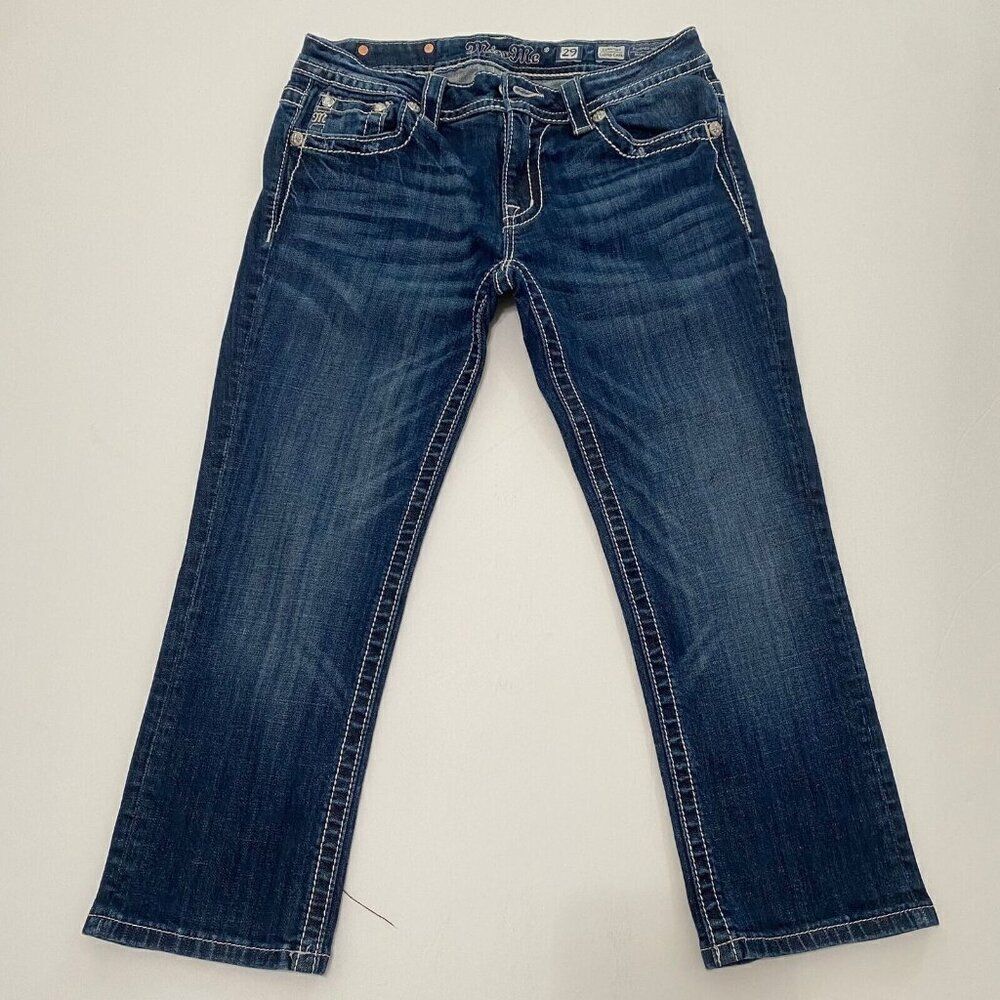 Miss Me - 29 - WOMEN’S Blue Signature Cuffed‎ Jeans Capri